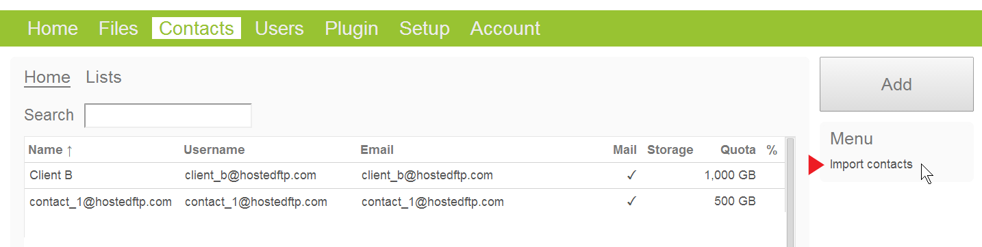 adding a contact by email