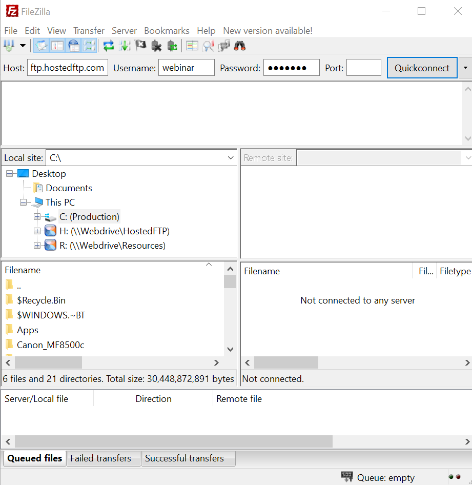Filezilla with plain FTP