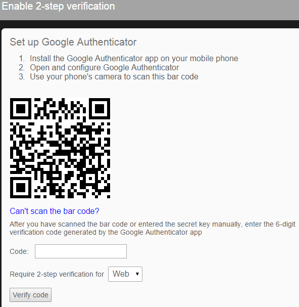 Setup MFA using Google Authenticator