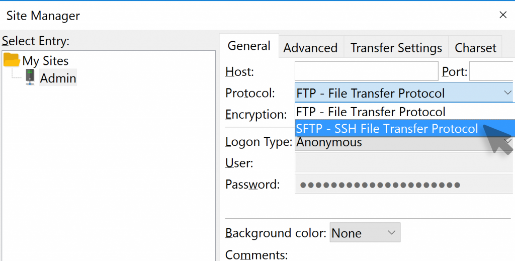 FTP client login
