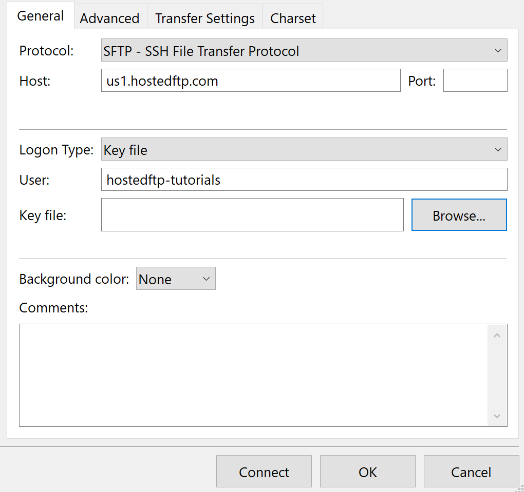 Locating the pki key setting in filezilla