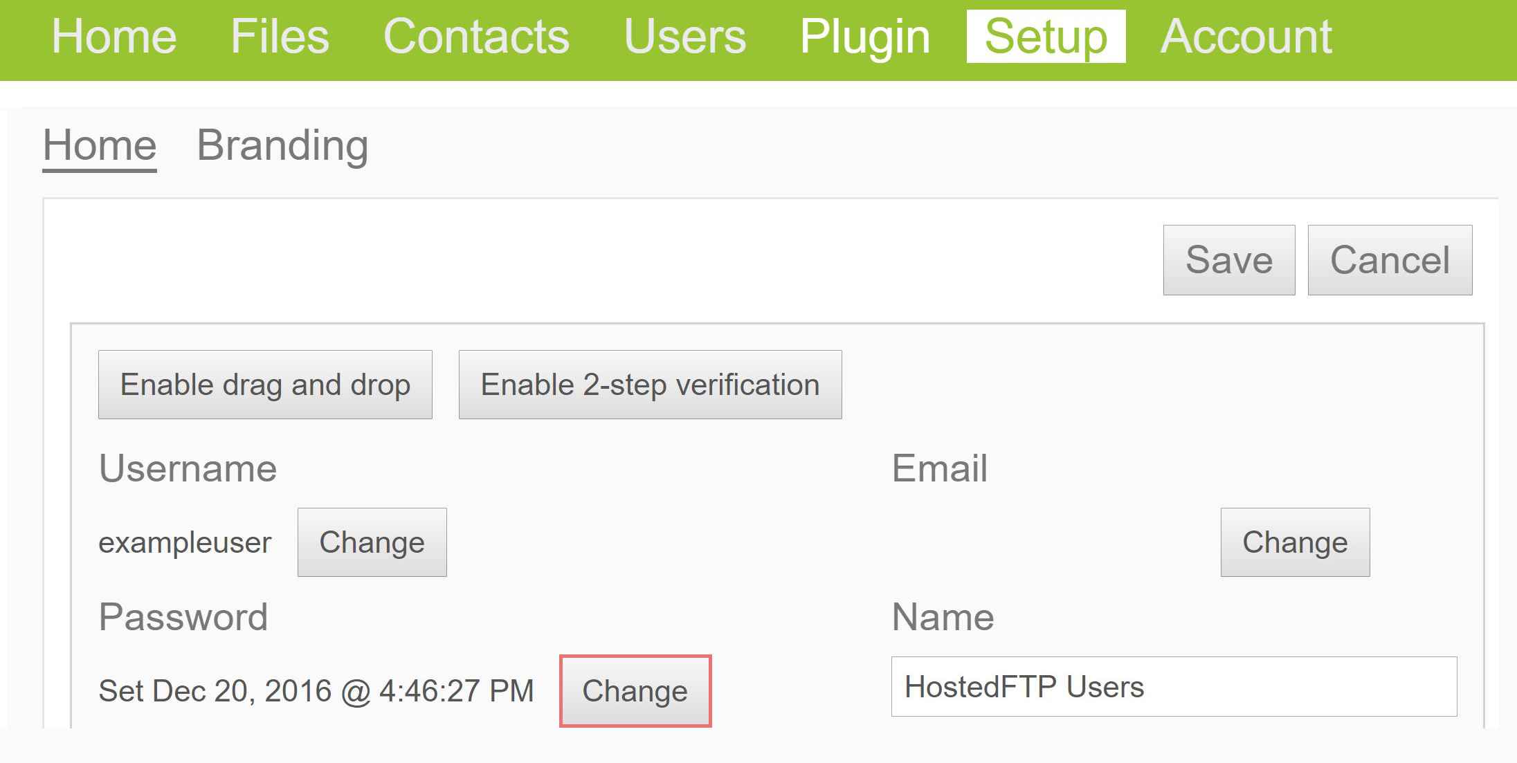 Change Reset Password
