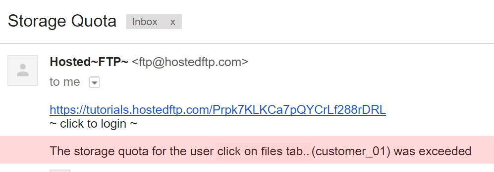 Storage Quota Notification
