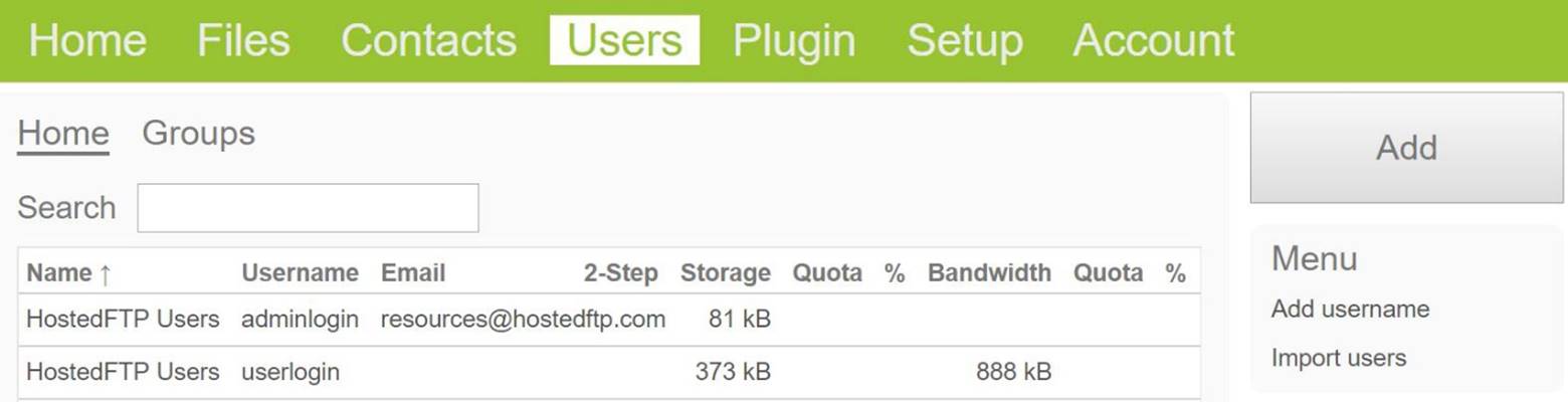 Users Tab