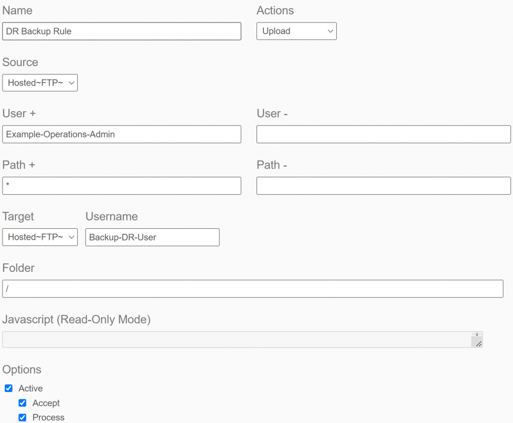 Setting up the Backup sync rule